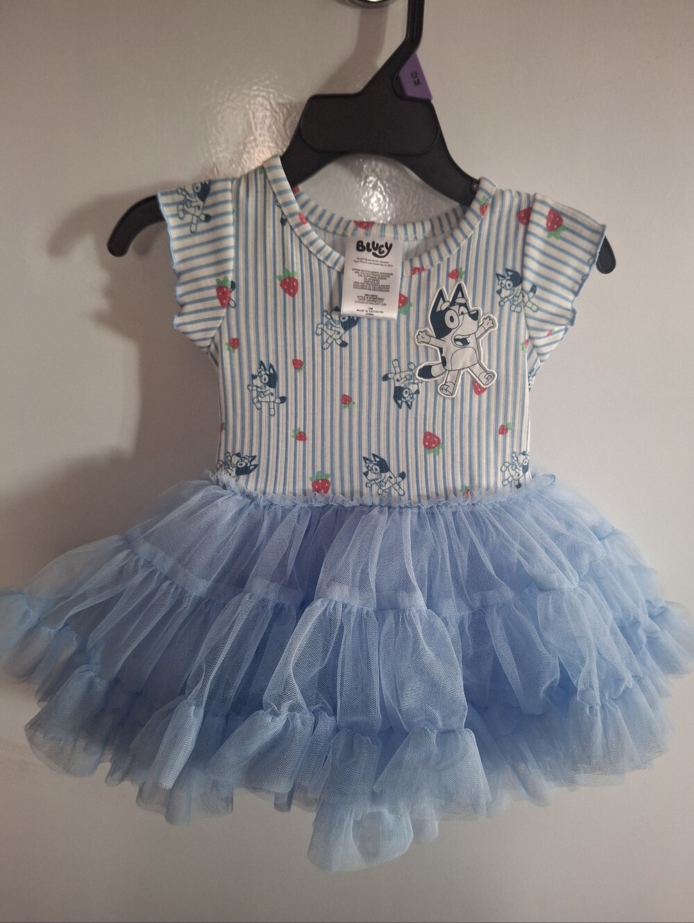 Blue Ruffled Tulle Tutu Dress with Cartoon Print - Bluey